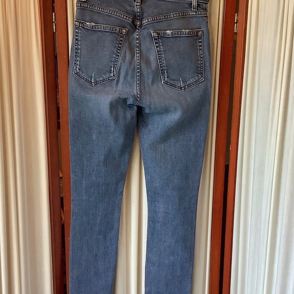 REFORMATION High & Skinny Jeans Rhine Wash Blue Denim Stretch Size 25 - Picture 6 of 8
